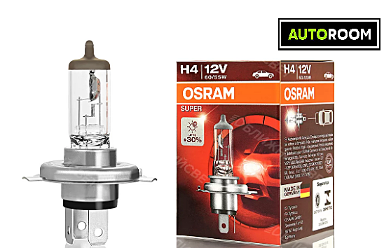 Лампа авт. 12V (+ 30%) H4 60/55W P43t Super (1 шт., картон) Osram